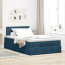 osmannisk seng med madras 120x190 cm fløjl mørkeblå