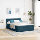 osmannisk sengeramme med madras 140x190 cm fløjl mørkeblå