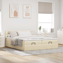 osmannisk sengeramme med madrasser 160x200 cm stof cremefarvet