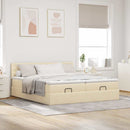 osmannisk sengeramme med madrasser 160x200 cm stof cremefarvet