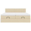 osmannisk sengeramme med madrasser 200x200 cm stof cremefarvet