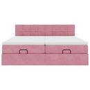 osmannisk sengeramme med madrasser 160x200 cm fløjl lyserød