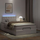 osmannisk seng med madrasser & LEDs 120x190 cm kunstlæder hvid