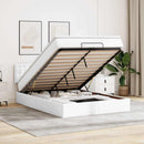 osmannisk seng med madrasser & LEDs 140x190 cm kunstlæder hvid
