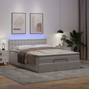 osmannisk seng med madrasser & LEDs 140x200 cm kunstlæder hvid
