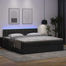 osmannisk seng med madrasser & LEDs 160x200 cm kunstlæder sort