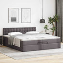 osmannisk sengeramme med madras 200x200 cm kunstlæder grå