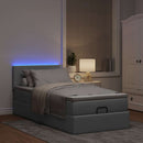 ottoman seng med madras & LEDs 80x200 cm stof lysegrå