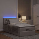 ottoman seng med madras & LEDs 90x200 cm stof gråbrun