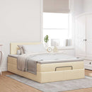 ottoman seng med madras & LEDs 120x190cm stof cremefarvet
