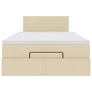ottoman seng med madras & LEDs 120x190cm stof cremefarvet