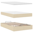 ottoman seng med madras & LEDs 120x190cm stof cremefarvet