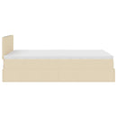 ottoman seng med madras & LEDs 120x190cm stof cremefarvet