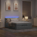 ottoman seng med madras & LEDs 140x190 cm stof lysegrå