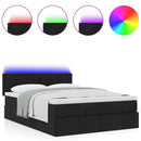 ottoman seng med madras & LEDs 140x190 cm stof Sort