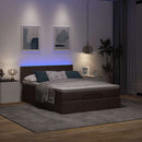 Ottoman seng med madras & LEDs Mørkebrun 140x190 cm Stof