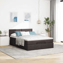 Ottoman seng med madras & LEDs Mørkebrun 140x190 cm Stof