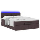 Ottoman seng med madras & LEDs Mørkebrun 140x190 cm Stof