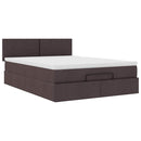 Ottoman seng med madras & LEDs Mørkebrun 140x190 cm Stof