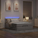 Ottoman seng med madras & LEDs Taupe 140x190 cm Stof