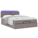 Ottoman seng med madras & LEDs Taupe 140x190 cm Stof