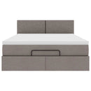 Ottoman seng med madras & LEDs Taupe 140x190 cm Stof