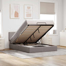 Ottoman seng med madras & LEDs Taupe 140x190 cm Stof
