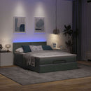 Ottoman seng med madras & LEDs Mørkegrå 140x200 cm Stof
