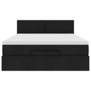 Ottoman seng med madras & LEDs Sort 140x200 cm Stof