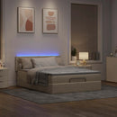 Ottoman seng med madras & LEDs fløde 140x200 cm Stof
