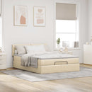 Ottoman seng med madras & LEDs fløde 140x200 cm Stof