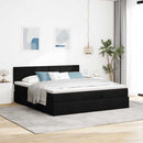 osmannisk sengeramme med madras 160x200 cm stof sort