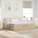osmannisk sengeramme med madras 160x200 cm stof cremefarvet