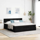 ottoman seng med madras & LEDs 180x200cm stof sort