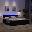 ottoman seng med madras & LEDs 180x200cm stof mørkebrun