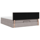 ottoman seng med madras & LEDs 180x200cm stof gråbrun