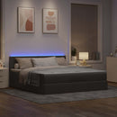 ottoman seng med madras & LEDs 180x200cm stof gråbrun