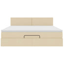 ottoman seng med madras & LEDs 180x200cm stof cremefarvet