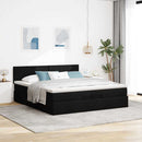 osmannisk sengeramme med madrasser 200x200 cm stof sort