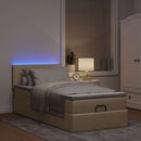 osmannisk sengeramme med madras 90x190 cm stof cremefarvet