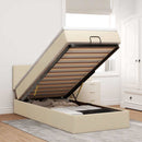 osmannisk sengeramme med madras 90x190 cm stof cremefarvet