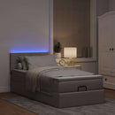 ottoman seng med madras & LEDs 90x200 cm stof gråbrun
