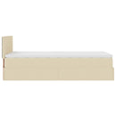 ottoman seng med madras & LEDs 90x200 cm stof cremefarvet