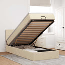 ottoman seng med madras & LEDs 90x200 cm stof cremefarvet