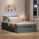 ottoman seng med madras & LEDs 120x190 cm stof mørkegrå