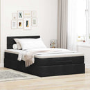 ottoman seng med madras & LEDs 120x190 cm stof sort