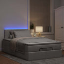 ottoman seng med madras & LEDs 120x190cm stof gråbrun