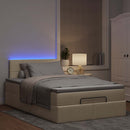 ottoman seng med madras & LEDs 120x190cm stof cremefarvet