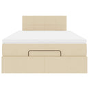 ottoman seng med madras & LEDs 120x190cm stof cremefarvet