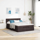 Ottoman seng med madras & LEDs Mørkebrun 140x190 cm Stof